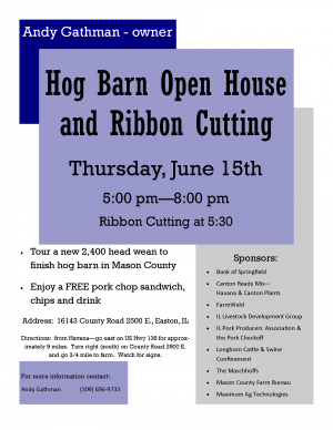 OPEN HOUSE PLANNED FOR NEW MASON COUNTY HOG BARN