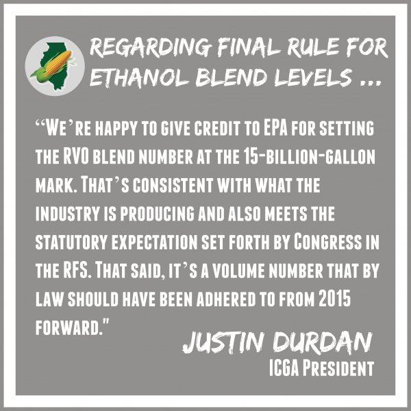 ICGA STATEMENT REGARDING EPA'S FINAL RULE FOR 2017 ETHANOL BLEND LEVELS